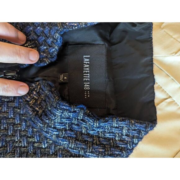 Lafayette 148 new York zip up wool/ poly blend jacket blue metallic finish euc 4 - Picture 5 of 9